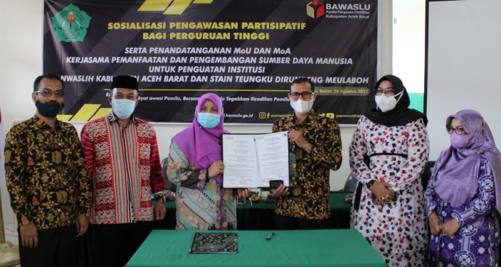 Penandatanganan MoU Dan MoA Panwaslih Kabupaten Aceh Barat Dengan Stain Teungku Dirundeng Meulaboh